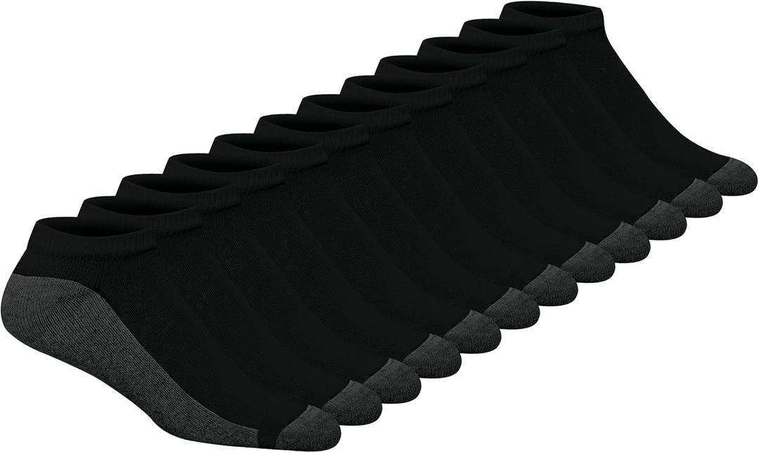 Hanes Mens Max Cushion Low Cut Socks, 6, 8, and 12 Pair Pack, White and Black