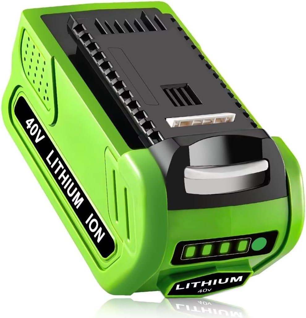 40V 6.0Ah Replacement for Greenworks 40V Battery Lithium Ion 29252 20202 22262 25312 25322 20642 22272 27062 21242 Compatible with GreenWorks G-MAX Battery 40 Volt Cordless Chainsaw Tools (Green)