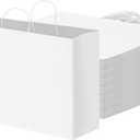 OUTUXED 60pcs 16x6x12 Inch White Paper Bags with Handles, Kraft Large Paper Gift Bags for Business, Merchandise, Gifts, Shopping, Retail Stores, Birthday Party