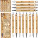Sayglossy 12 pc Inspirational Thanksgiving Gifts for Coworker Fall Bamboo Ballpoint Pen Motivational Pens with Kraft Greeting Cards for Teacher Staff Team Friendsgiving Office Supplies