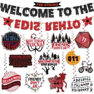 Birthday Party Decorations Glitter Welcome to The Other Side Banner and Hanging Swirls Set Horror Birthday Decorations for Themed Gathering Home Room Decor Supplies