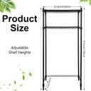 Tandefio 2 Tier Mini Fridge Stand with Storage for Dorm Microwave Stand Over Mini Fridge Storage Shelf with Wheels Adjustable Height Organizer for Kitchen College Rooms Pantry(Black), 23.6 inches x 17.7 inches x 51.91 inches