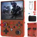 Newest R36MAX  4.5 Inch Retro Handheld Game Console,1024x768 IPS HD Screen,128G Built-in 22000+ Classic Game,Portable Open Source Linux System,4000mAh Battery with Arcade Joysticks*2 (Red)