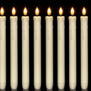 Homemory 12 Pcs Flameless Taper Candles with Remote, Timer, Dimmer, Plastic Battery Operated CandleSticks, Ivory Led Window Candles with Flickering Light, 9.6 Inches for Halloween Christmas Decoration