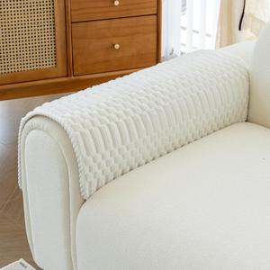 Plush Warm Sofa Covers Washable, Funny Fuzzy Couch Cover for Dogs Washable, Non-Slip Couch Covers for Recliner, Soft Sofa Slipcover for Pet & Kid(1PC, Beige White, 36"36", Single Seater)