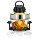 Nutrichef Convection Countertop Toaster Oven - Healthy Kitchen Glass Air Fryer Roaster Oven, Bake, Grill, Steam Broil, & Roast - Includes Glass Bowl, Broil Rack, & Toasting Rack - 18 Quart