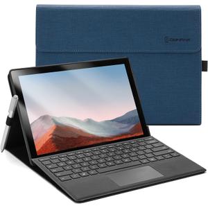 Omnpak Case for Microsoft Surface Pro 7 Plus /7/6 /5/4 with Stylus Holder, Multiple Angle Polyester Slim Lightweight Cover, Compatible with Type Cover Keyboard (Not Include Keyboard)