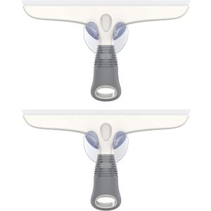 MR.SIGA Multi-Purpose Silicon Squeegee for Window, Glass, Shower Door, Car Windshield, Heavy Duty Window Scrubber, Includes Suction Hook, 10 inch, White & Gray, 2 Pack