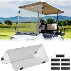 KEMIMOTO Golf Cart Windshield Compatible with Club Car DS (1982-2000), Foldable Replacement Windshield with Anti-UV and Impact Resistant Acrylic (Clear)