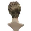 Wiginway Short Synthetic Wigs Golden Brown Mix Color Fluffy Straight Full Bang Capless Heat Resistant Fiber Wigs for Women