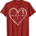 Heart Disease Awareness HeartBeat CHD Wear Red Heart Health T-Shirt, Cranberry Red, S