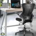 OfficeFactor 300 Lbs Tall Drafting Chair with Adjustable Foot Ring & Flip-Up Arms Ergonomic Standing Desk Chair, Breathable Mesh Office Chair for Tall Desks, Counter Height & Reception(Black), 26.5 inches x 25.5 inches x 51.5 inches
