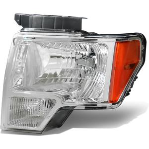 Auto Dynasty FO2502287 OE Style Driver/Left Side Chrome Housing Headlight Lamp Compatible with Ford F150 09-14