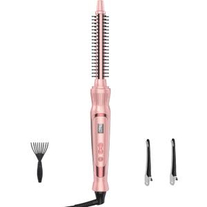 Heated Round Brush 1/2 Inch Small Curling Brush,Volumizing Thermal Brush 0.5 Inch Ceramic Tourmaline Heated Hot Ionic Iron, Tiny Curling Wand Hair Styler Tool (Pink, 0.5 inch)