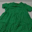 PRETTYGARDEN Eyelet Dresses for Women 2025 Summer Short Sleeve V Neck Hollow Out Ruffle A Line Boho Beach Vacation Mini Dress, XL