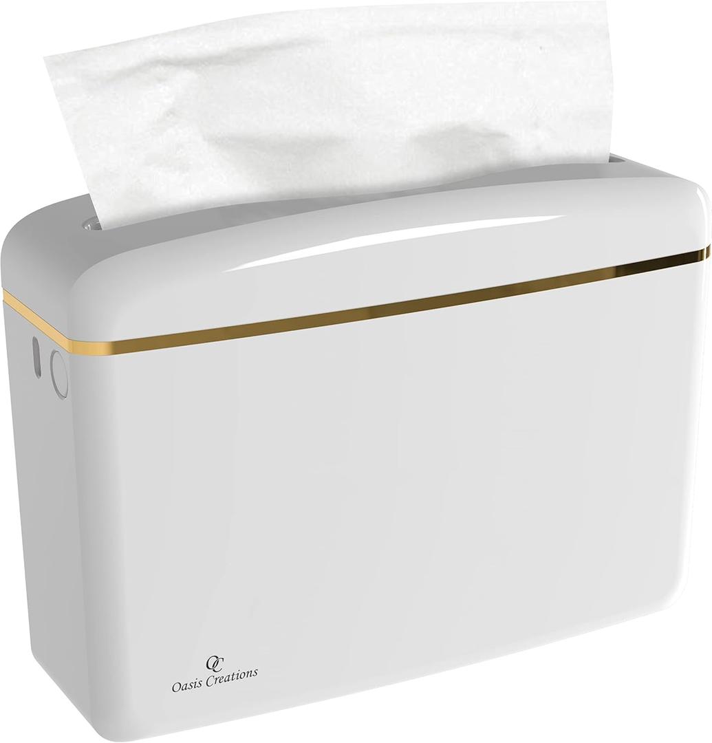 Countertop Multifold Hand Paper Towel Dispenser by Oasis Creations, Single Sheet Dispensing Glossy White