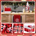 Tatuo 6 Pieces Christmas Decorative Hand Towels Embroidered Santa Reindeer Snowman Christmas Tree Dish Towels Soft Fabric Bathroom Towel for Home Kitchen Bathroom Cleaning (Grids Style)