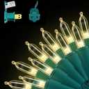 150 LED Warm White Christmas String Lights, 50 FT Green Wire, UL Certified Connectable, Xmas Lights Outdoor or Indoor