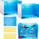 AmazingSpark 2 Set Ocean Diorama Box and Water Sticker Decor, Ocean Diorama Project Supplies Set, Cardboard Display Case Kit & Water Sticker with Double Sided Tapes for DIY Crafts Toys Dollhouse