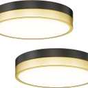 12'' LED Ceiling Light Fixture Flush Mount 2 Pack 18W Bedroom Ceiling Light Dimmable 3000K/3500K/4000K/5000K/6500K Black Gold Ceiling Lamp for Kitchen Bedroom Bathroom Hallway