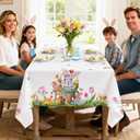 Hexagram Easter Tablecloth Rectangle 60 x 84 Inch, Easter Table Cloth Bunny Eggs Truck Tablecloths for Party Home Dinner Decor