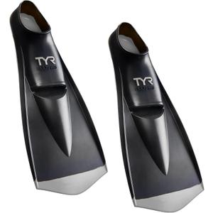 TYR Flex Swim Fins 2.0 Men`s Size11-13, Women`s Size 12.5-14.5 (Black/Grey)