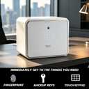 Fingerprint Smart Safe Box, Alloy Steel, Biometric Lock with Key, Alarm System, Anti-Theft, for Home Office (1.2 Cubic feet White)