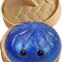 Glitter Dumpling, Glitter Dumpling Squishy with Box, Glitter Squishy Dumplings Squeeze for Stress Relief (Glitter Blue)