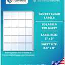 Premium Label Supply Glossy Clear Sticker Square Labels  2" x 2"  Laser/Inkjet Compatible  (20 per Sheet), 10 Sheets  200 Total Adhesive Labels