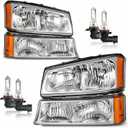 Headlights Assembly for 03-07 Chevy Silverado1500/2500/3500/1500HD/2500HD,03-06 Avalanche 1500/2500 Headlamp Replacement Left & Right Side
