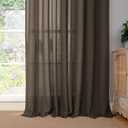 YoungsTex Dark Brown Linen Semi Sheer Curtains 45 Inches Length for Kitchen, Light Filtering Drapes with Grommet Privacy for Short Window Living Room, 2 Panels, 42 X 45 Inch (Sliver-brown Color)