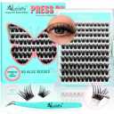 No Glue Needed Lashes, Self Adhesive Eyelashes, DIY Lash Cluster Extensions Kit 1018mm,120pcs Fluffy D Curl Soft Natural Lashes with TweezersFake Cat Eye Wispy Individual Clusters 1-5-L