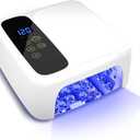 Interchangeable Light Panel & Battery - Cordless Rechargeable 72W AI UV LED Nail Lamp with Metallic Reflector & Base, Professional Salon-Grade Wireless Gel Nail Dryer Fast Curing Light (White)