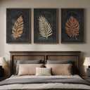 Framed 3D Wood Tropical Botanical Textured Wall Decor Living Room, 24x36 In, 24" W x 36" H x 3Pcs