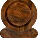 CLEENTABLE Wooden Chargers Plates Set of 2-13" Serving Dinner Plate for Weddings, Parties, Rustic Table Decor, Indoor Outdoor Dining - Lightweight Round Appetizer Plates (Walnut)