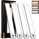 EZVALO 16.5inch Under Cabinet Lighting, 4000mAh Rechargeable Motion Sensor Light Indoor, with Dimmable & 3 Color Temps, Magnetic Closet Lights, Wireless Under Counter Lights for Kitchen (4-Pack) (White)