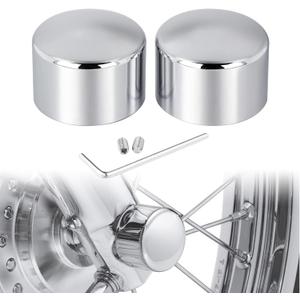 PBYMT Chrome Front Axle Nut Covers, CNC Aluminum Axle Nut Caps Compatible for Harley Davidson Softail Touring Road King Street Glide Electra Glide Iron 883 Fat Boy 2002-2024