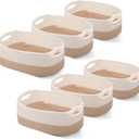 Sawysine 6 Pcs Cotton Rope Woven Basket for Storage Baskets for Organizing Storage Baskets Rope Basket with Handles for Cloth Blanket Toys Living Room Bathroom Laundry (Khaki and White)