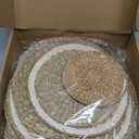 Xuhal Set of 8 Hanging Woven Wall Basket Handmade Decorative Rustic Boho Basket Decor Handcrafted Wicker Round Seagrass Wall Art for Home Kitchen Farmhouse Table Living Room