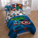 Jay Franco Kids Sheet Set with Fitted, Flat Sheets & Pillow Cover - Ultra-Soft Bedding with Pillowcase for Room Decor, White - Avengers, 3 Piece Twin