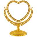 Jetec Heart Shaped Mirror Desktop Makeup Retro 360 Degree Rotation Standing Cosmetic for Dresser Room Decor Vintage Makeup Cosmetic Mirror(Gold)