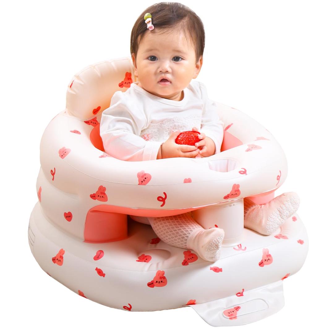 Inflatable Baby Seat for Babies 3 Months & Up, Infant Floor Seats for Sitting Up, Blow Up Baby Chair with Built in Air Pump