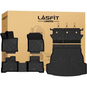 LASFIT Floor Mats & Trunk Mat & Backrest Mat for Toyota RAV4 2026 Hybrid (Not Fit Plug-in Hybrid. Fit for Cargo with Subwoofer) RAV 4 All Weather TPE Custom Fit Automotive Car Liner Accessories Black
