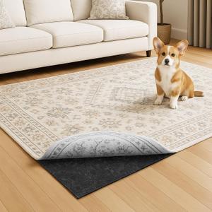 Warmstar 9x10 FT Non Slip Rug Pad,100% Waterproof Felt Rug Pad for Hardwood Floors,1/2 Thick Soft Carpet Pad with Natural Rubber Backing, Secure Grip & Floor Protection