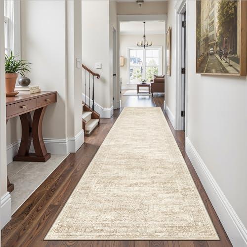 Amazon.com: Soalmost Runner Rug 2'6" x 14' Washable Non-Slip Runner Rugs for Kitchen Bathroom Laundry Room Vintage Ultra Thin Runners for Hallway Entryway Beige : Home & Kitchen