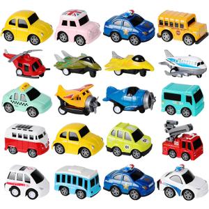 18 Pack Assorted Pull Back Cars and Airplanes Toy Set, Mini Die-cast Metal Friction Powered Vehicles Toy for Kids Boys Girls