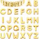 Stino Metal Letter Beads Set, 52 Pieces, Slide Alphabet for Bracelet Necklace, DIY Jewelry Making, Silver (Gold Letter)
