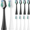 Replacement Toothbrush Heads for AquaSonic Duo Series and Home Dental Center Electric Toothbruh, NOT Compatible with Duo Series Pro, 5 White + 5 Black (1 Count (Pack of 10))