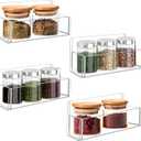 Acrylic Spice Rack Wall Mount-6 Inch, Clear Spice Shelf Storage Holder, 4 Pack Hanging Seasoning Rack Organizer for Cabinet Door, Cupboard or Wall Kitchen (Adhesive or Screw)