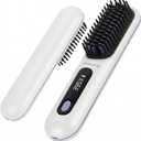 NUMOYA Go Brush Pro Portable Cordless Hair Straightener Brushs for Travel, with 30s Fast Heat, 3 Temperature Settings (White)